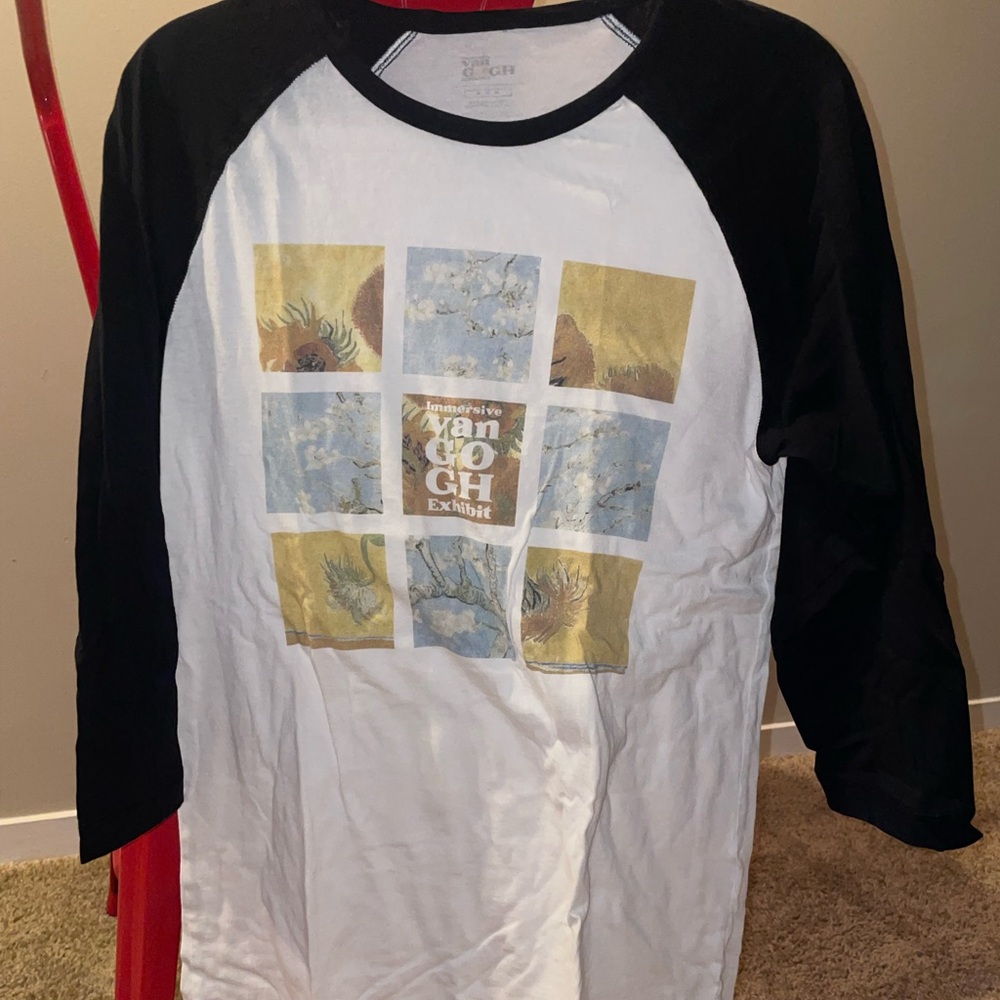 Van Gogh Exhibit Women's Raglan Tee - Black & White